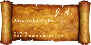 Jávorszky Andor névjegykártya