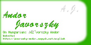 andor javorszky business card